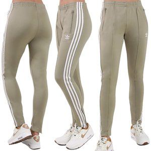 adidas Olive Green Track Pants with White Stripes